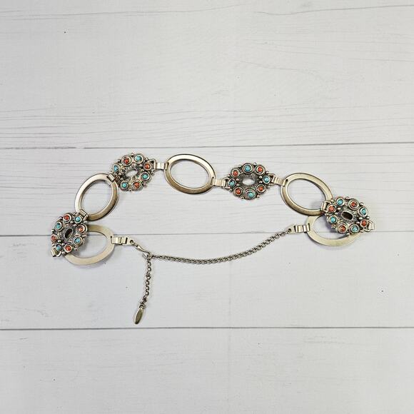 Waist Chain Belt Y2k Silver Beaded Metal Link Adjustable Euro